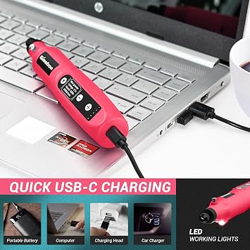 Mini Cordless Rotary Tool, USB Charging, 5-Speed Rotary Tool Kit with 70 Accessories, Multi-Purpose 3.7V Power Multi Tool for Sanding, Polishing, Drilling, Etching, Engraving, Cutting, DIY