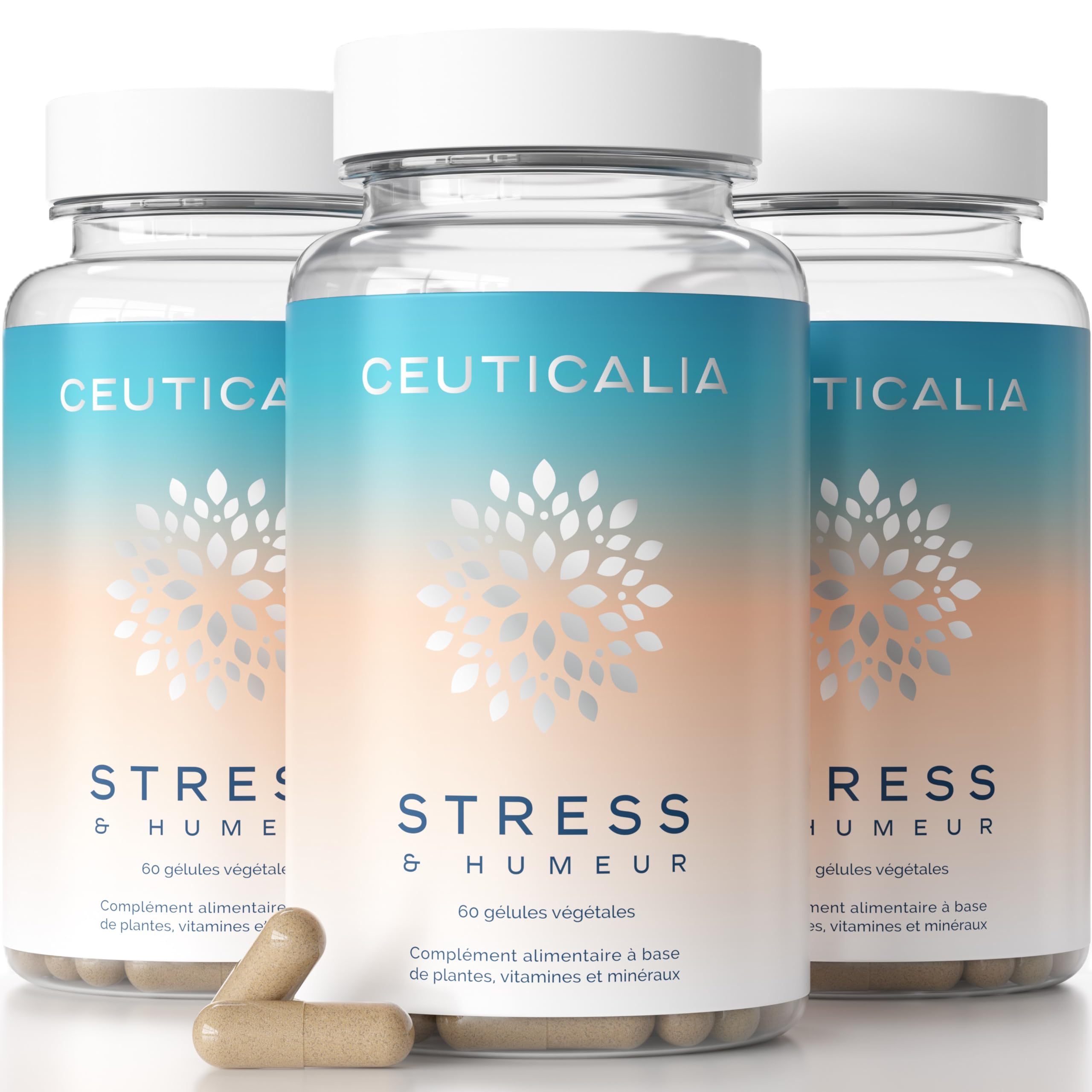 Complément Alimentaire Stress et Humeur - Anti Stress et Anxiété, Favorise Bien Etre et Relaxation - Pour Adulte - Magnésium, Vitamine B6, Safran, Rhodiola, Aubépine - 180 Gélules, 90 Jours