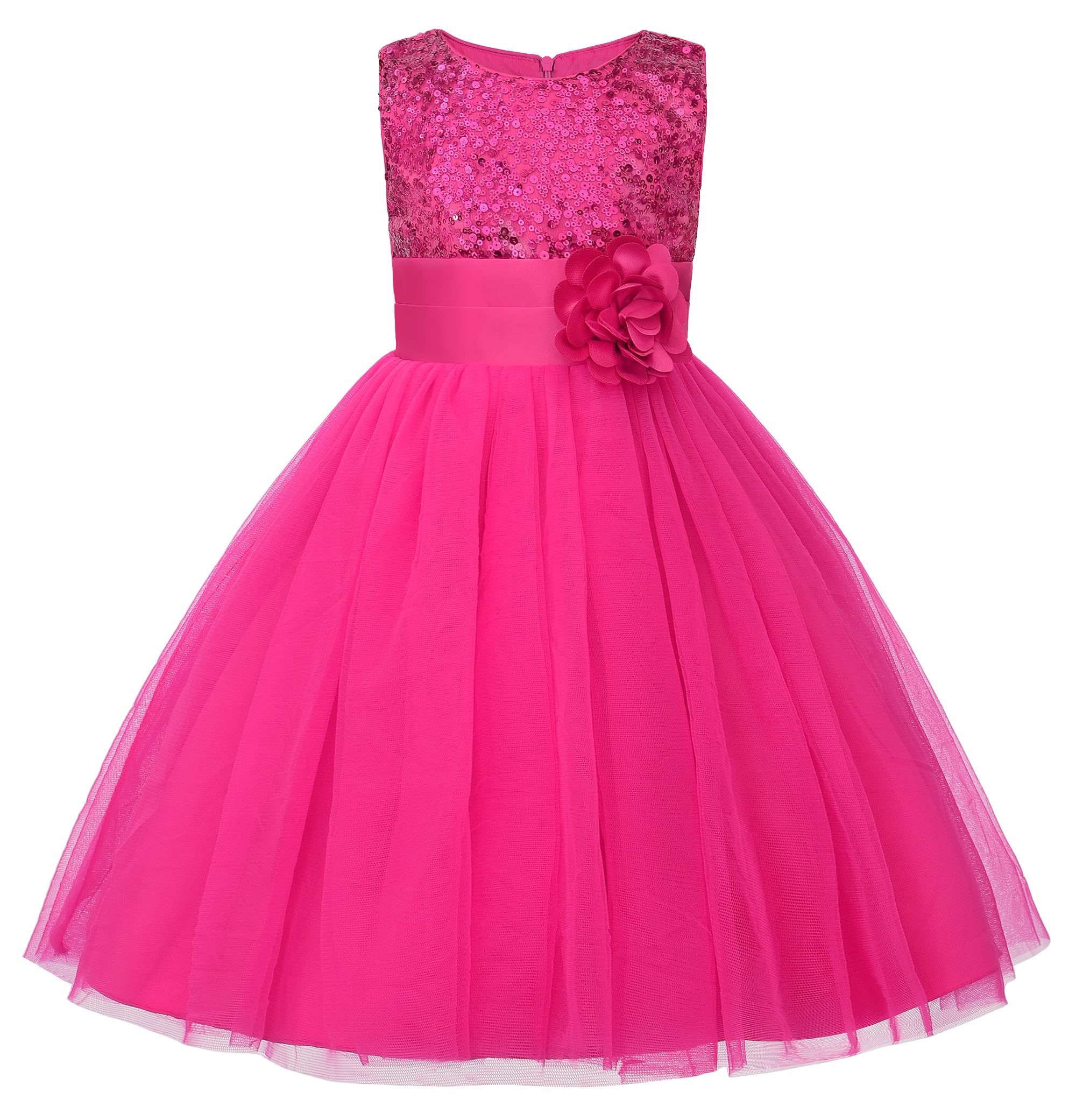 JerrisApparel Petite Fille Paillette Fête Fleur Robe de Cérémonie Bal Banquet Tulle