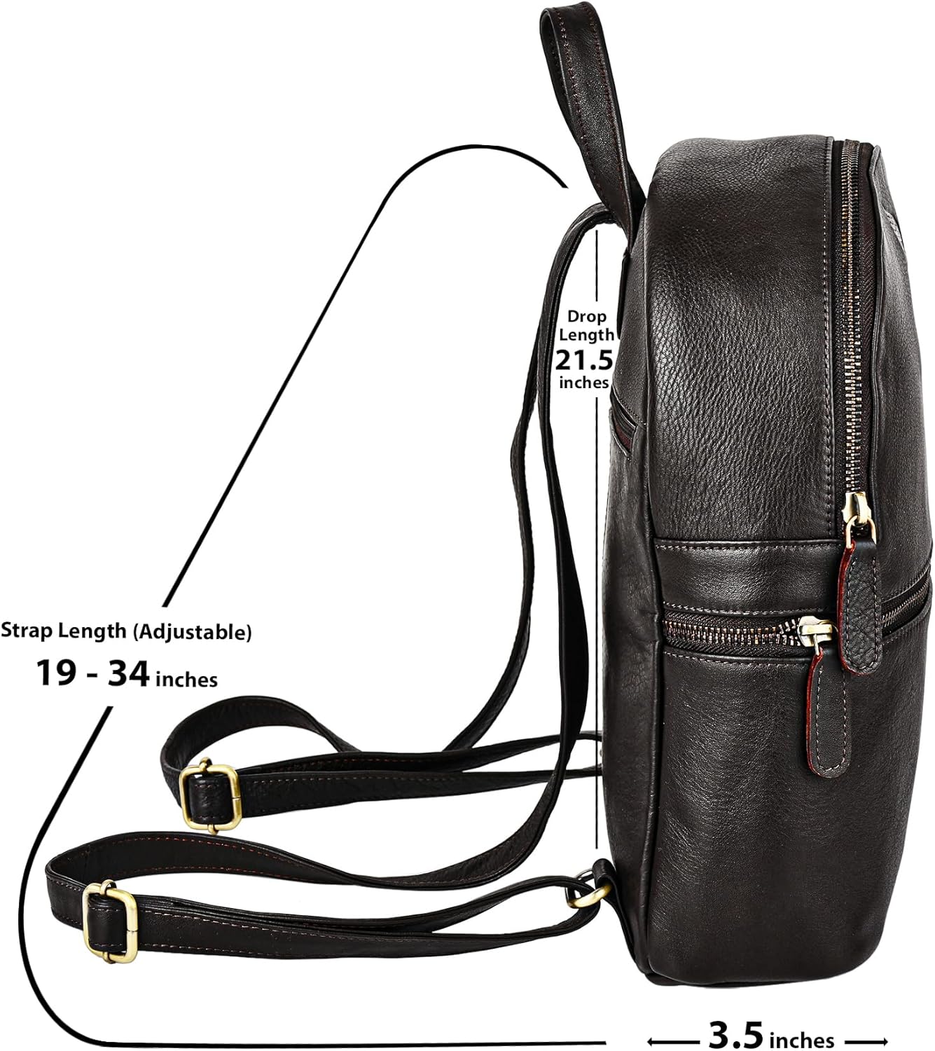 VANSI Soft Hand Crafted Genuine Leather Women Laptop iPad Backpack Flexible Adjustable Top School College Office Travel Purse Handbag Adjustable Straps Fits iPad upto 11 inches (BROWN)