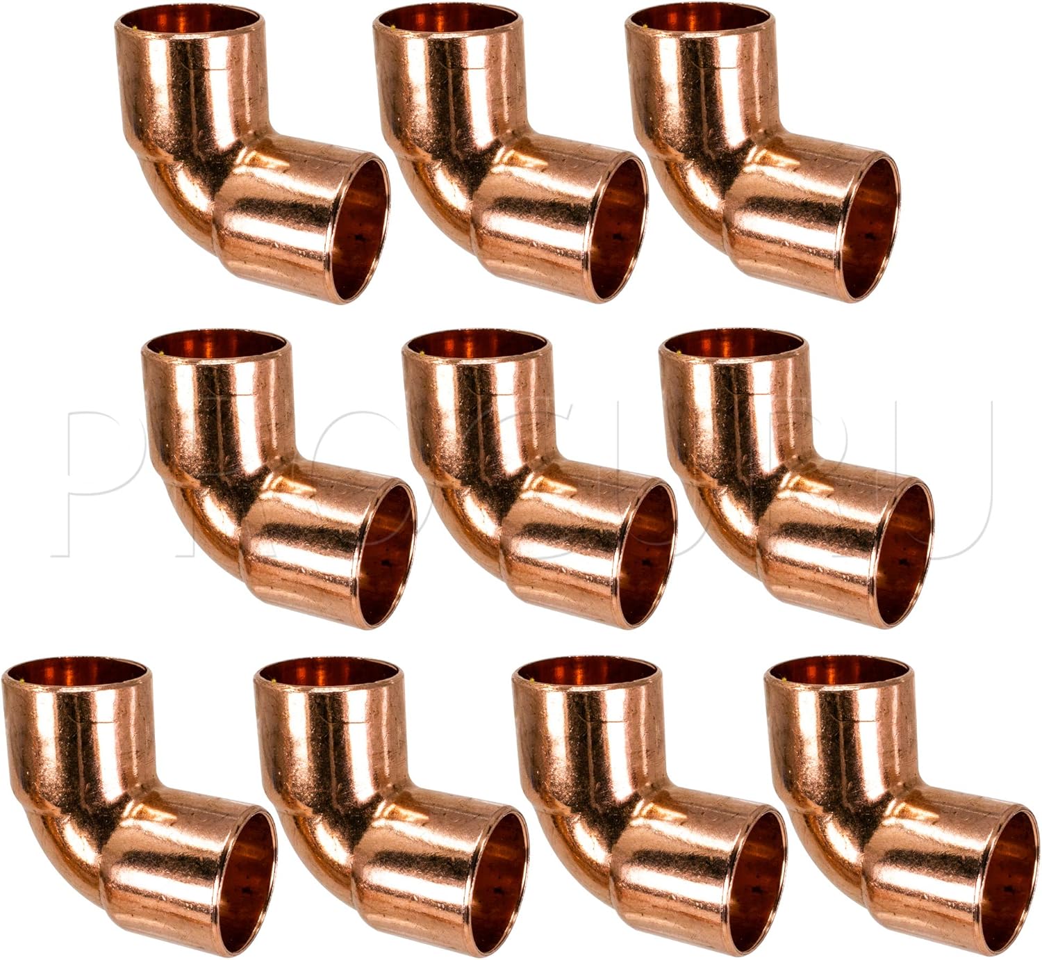 10-Pack Copper 1-Inch Nom 90-Degree Elbow CxC Sweat, Certified Safe for Drinking Water (CW900100-10P)