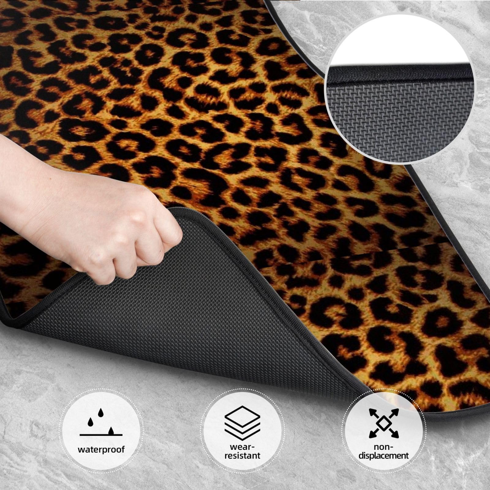 Dunkler Leopardenprint, 4er-Set Auto-Fußmatten, Neopren-Fußmatten für Fahrzeuge, rutschfeste Auto-Fußmatten, Autozubehör