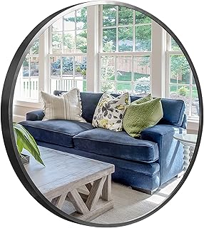 NeuType Round Mirror - 32 Inch Aluminum Alloy Frame Wall Mirror for Entr...