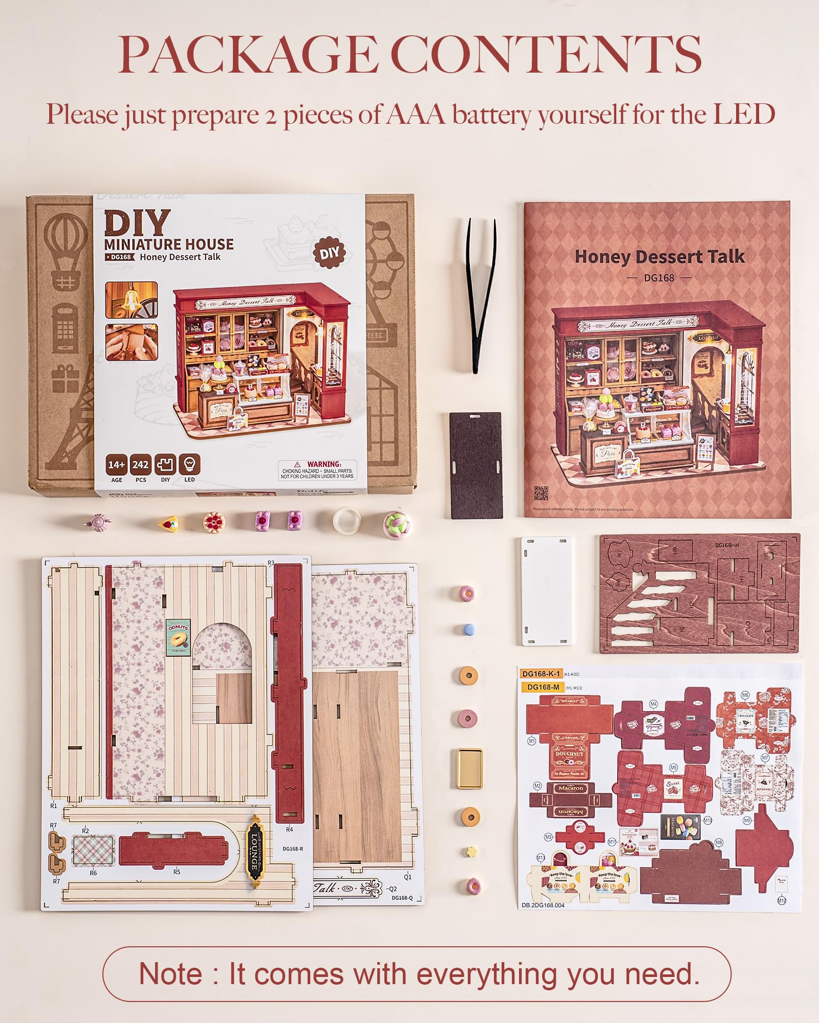 Rolife Miniatura Kit de Casa para Adultos Conversación Postre de Miel Kits de Modelos Casa de Muñecas Miniatura Decoración del Hogar Casa de Muñecas para Construir Regalo de Cumpleaños para Adultos