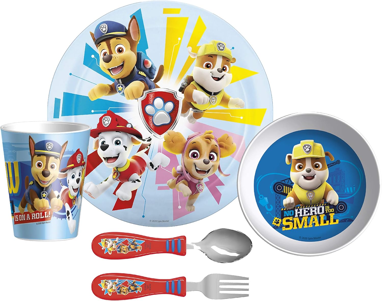 Zak Designs Paw Patrol Dinnerware Set Includes Plate, Bowl, Tumbler and Utensil Tableware BPA-Free Made of Durable Melamine Material and Perfect for Kids, 5pc : Baby