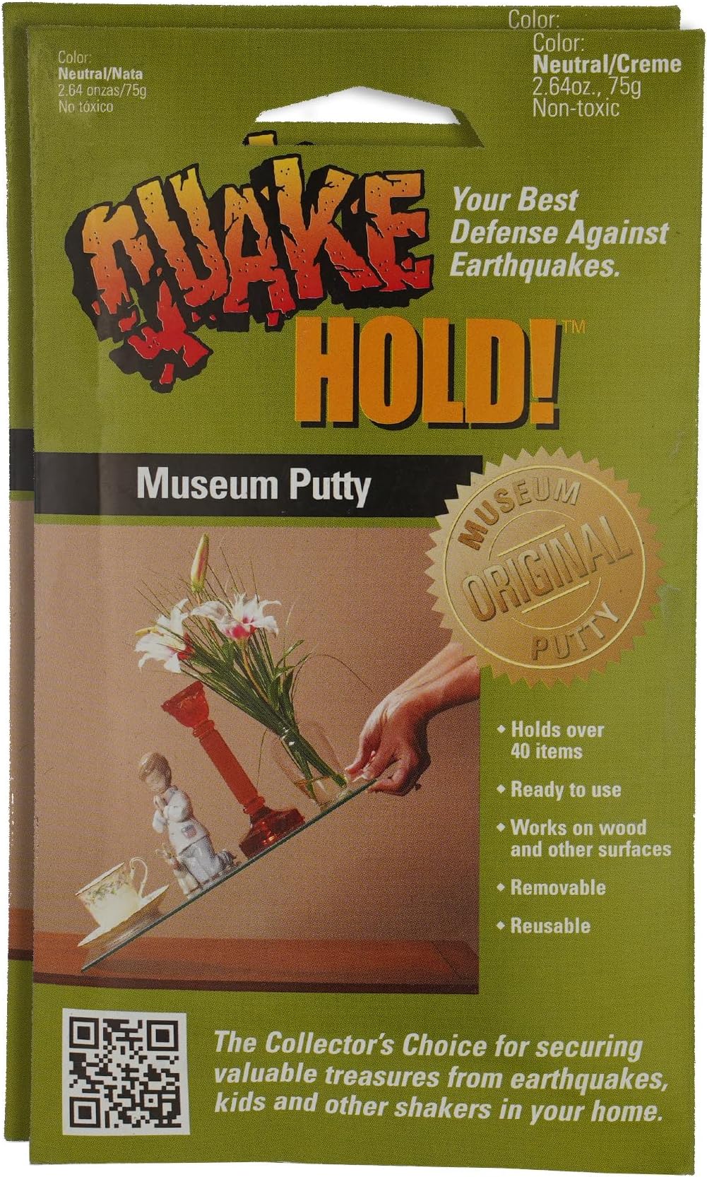 QuakeHold! 88113 Museum Putty 2.64 oz, Neutral/Crème Adhesive (2-Pack)