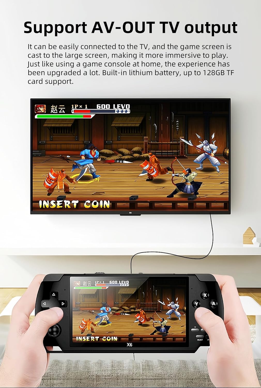 CUZCOP 4.3-inch Video Game Console Retro Portable Handheld Game Device Support Video/Music/E-book Playback Nostalgic Kid's Birthday/Christmas Gift/Toy Suitable for Home/Uutdoors/Travel (Black) - Image 6