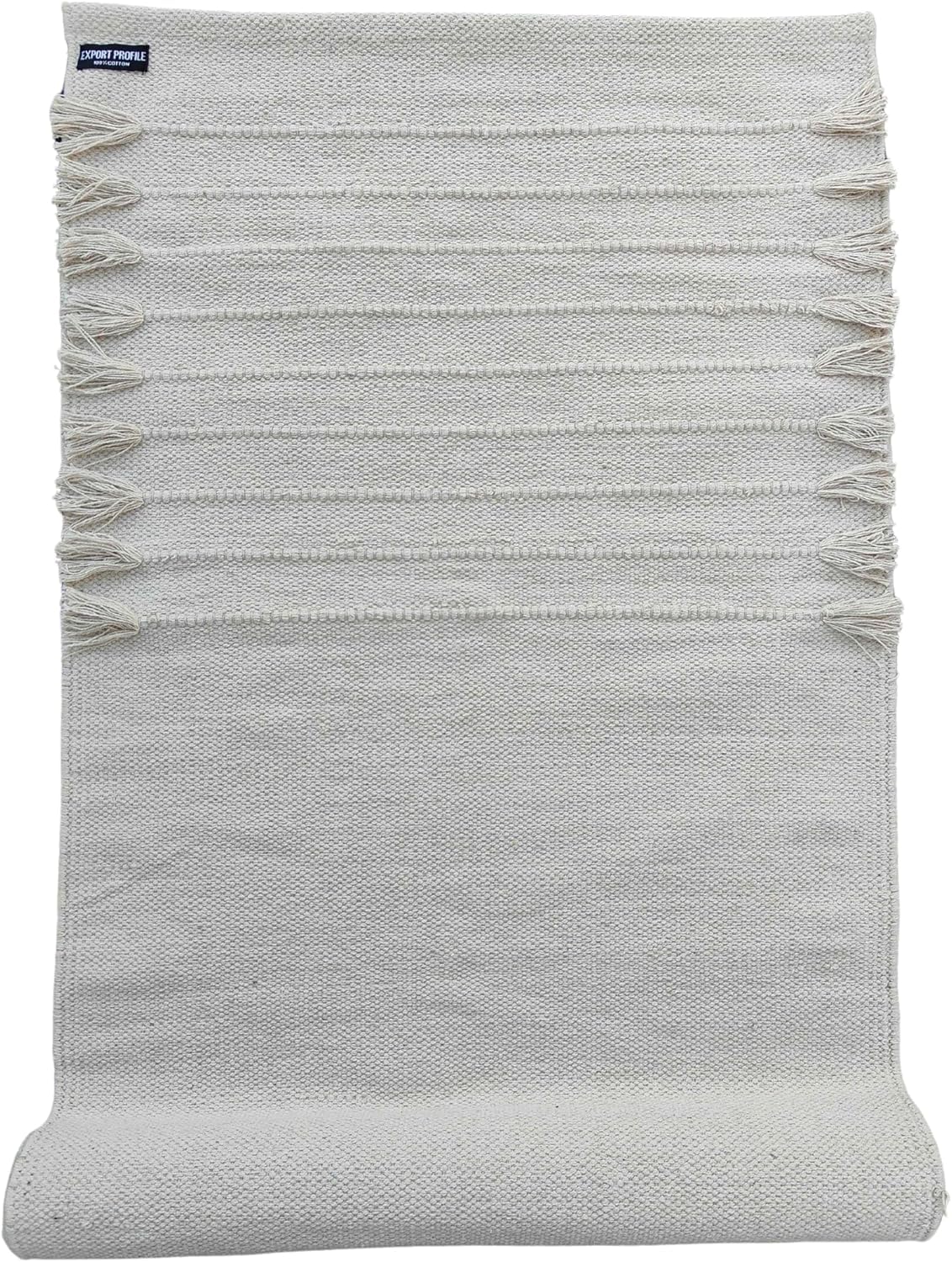 Tapis de yoga fait à la main en coton bio - Tapis de yoga - Tapis d'exercice, d'entraînement et de fitness en 100 % coton - Matériau tissé - Absorbant et lavable - 182,9 x 61 cm