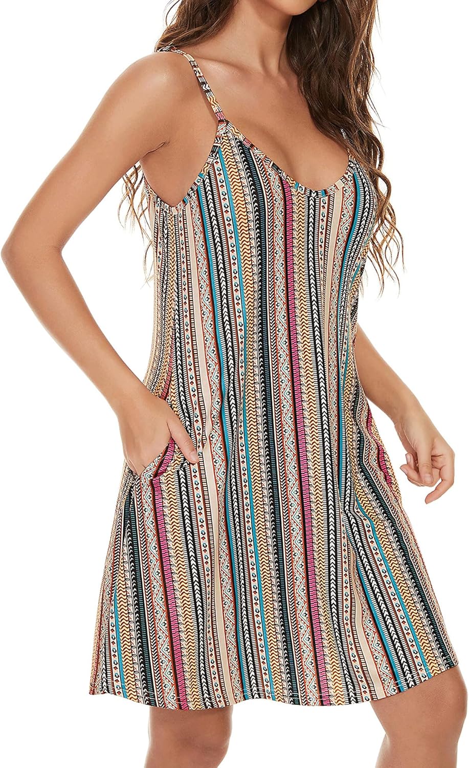 JOELLYUS Womens Spaghetti Strap Dress Summer Dresses Beach Cover Ups Casual Sundresses with Pockets - Image 4