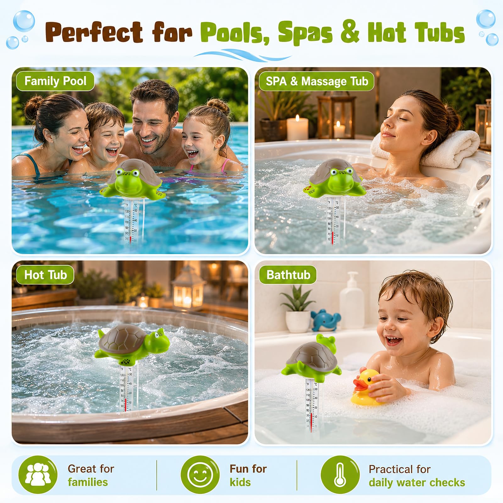 Thermomètre Piscine Flottant Cartoon Double Échelle °C/°F -10 à 50°C 20 cm