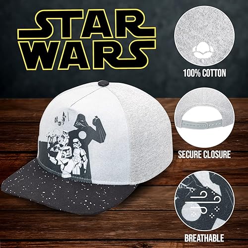 Miniatura 2 de Gorra de béisbol Star Wars clásica con logo bordado de ala plana, para niños y jóvenes