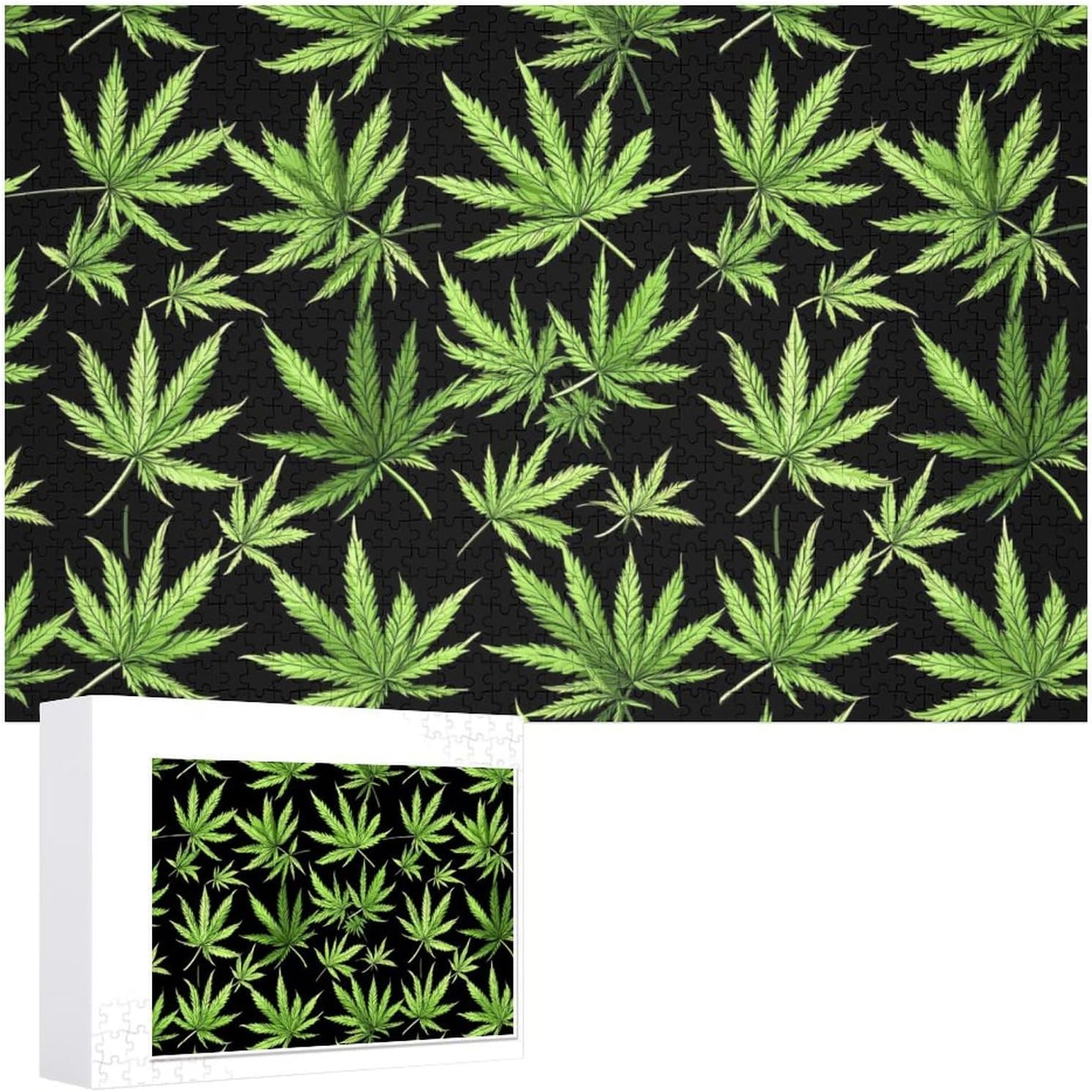 Green_Weed Wood Puzzle Challenging Jigsaw Puzzles for Women Men