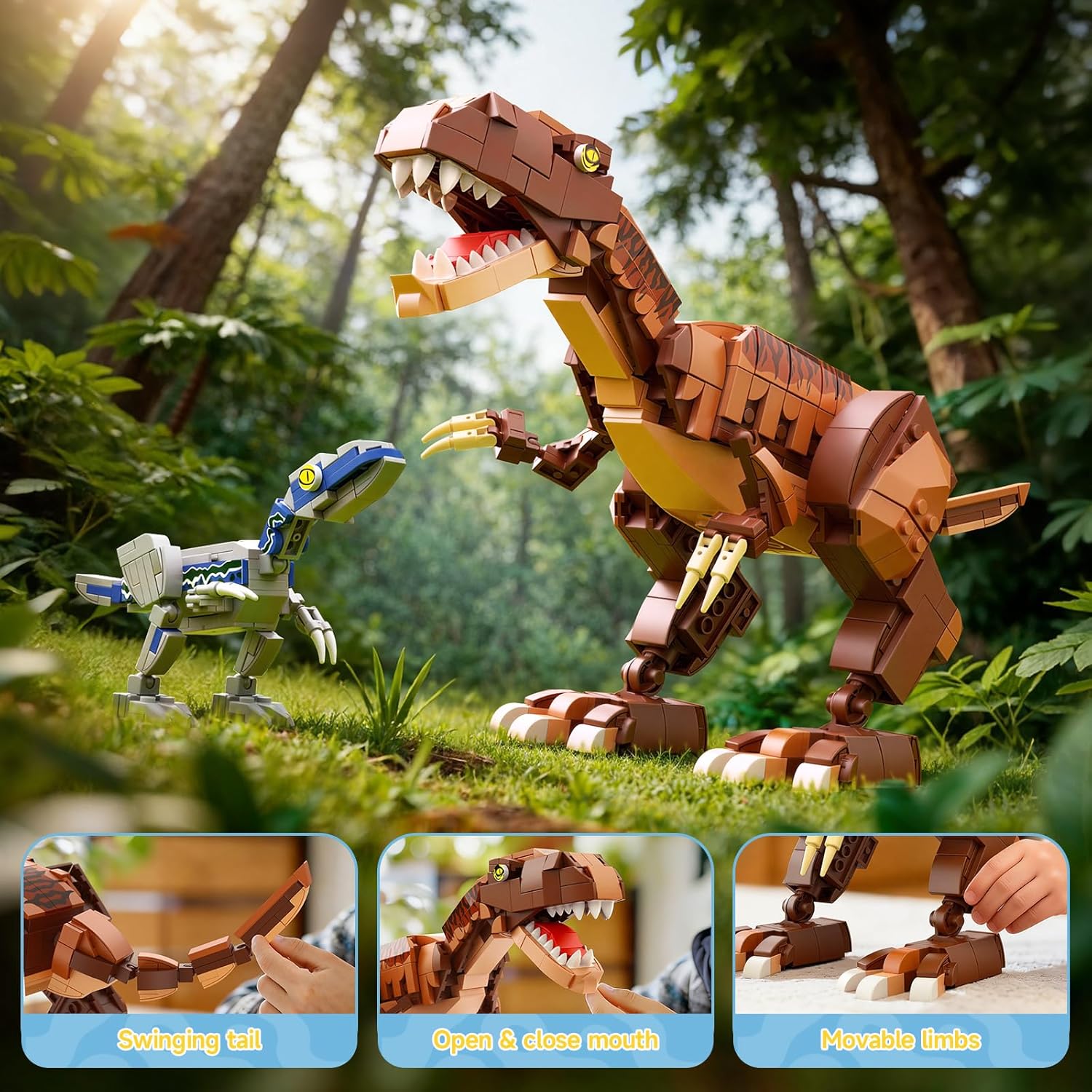 Wise Block 2-in-1 Building Toy Set, Transforms to 2 Different Animals - from Dinosaur to Mammoth, Creative Buildng Block Toys for Kids 826 pcs