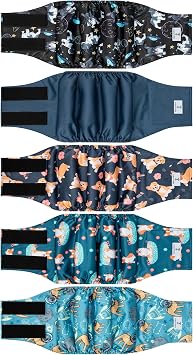 5 Pack Dog Diapers Male,Reusable Leakproof Pet Soft Dog Belly Band Wraps,High Absorbency Male Dog Diaper,Wider Washable Belly Band for Doggy Incontinence and Puppy Training