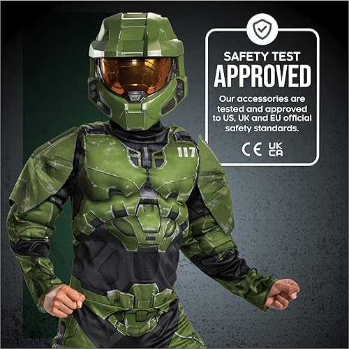 Miniatura 5 de Disfraz de Halo Infinite Master Chief overol con relleno acolchado musculoso para niños, inspirado en personaje de videojuegos