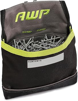AWP TrapJaw Clip-on Fastener Pouch with Spring-Loaded Technology, Metal Belt Clip and Tunnel Loop, Tool Belt Accessory (6 Pack)