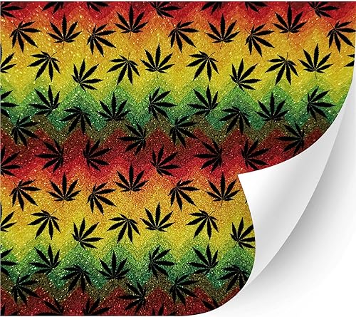 Miniatura 1 de 420 SparklePrint - Vinilo de transferencia de calor de cannabis (cannabis rasta, 13.5 pulgadas x 3 yardas), papel de transferencia de calor, vinilo