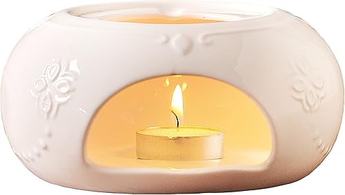 Jusalpha Elegante calentador de tetera de porcelana blanca en relieve 01  (1)