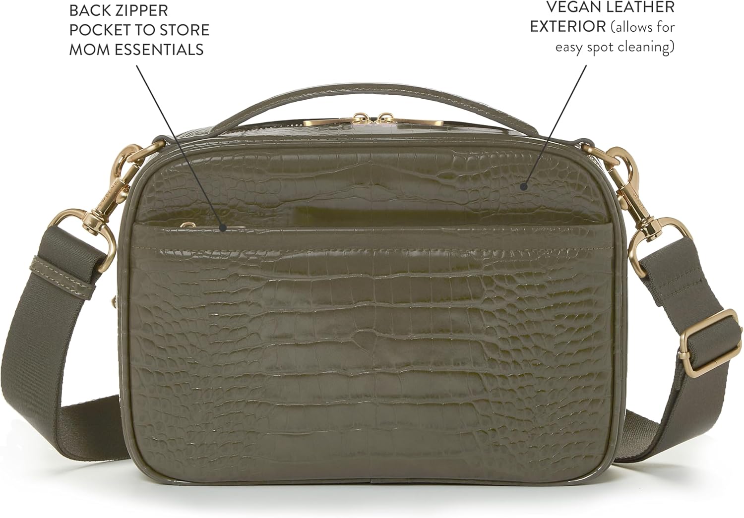 TWELVElittle Luxe Diaper Clutch - Crossbody Diaper Bag with Portable Changing Pad, and Zip Out Pouch | Zip Out Pouch, Wipes Case