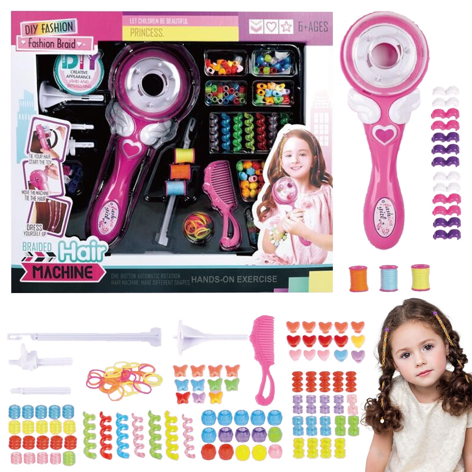 Máquina de trenzar el cabello, kit de trenzado automático de cabello, trenzadora de cabello automática, máquina de torcer el cabello para niños, máquina de trenzado multifuncional fácil, kits de