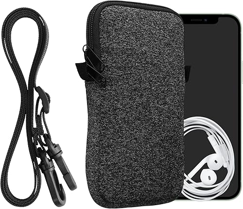 kwmobile Bolsa de neopreno XL - 6.76.8" - 6.7 x 3.3 pulgadas (6.8 x 3.3 in) Universal Case Holder con correa para el cuello y cremallera -