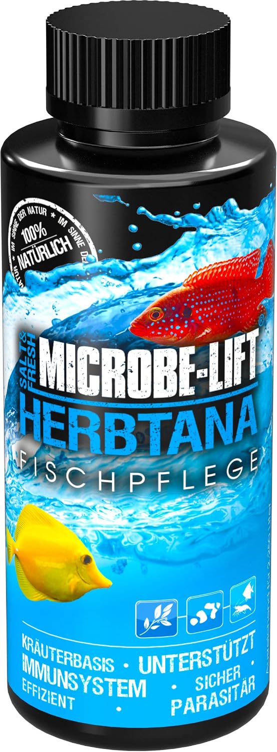 MICROBE-LIFT Herbtana — уходовый препарат на травяной основе для оптимальной поддержки иммунной системы рыб в любых аквариумах с морской и пресной водой, 118 мл