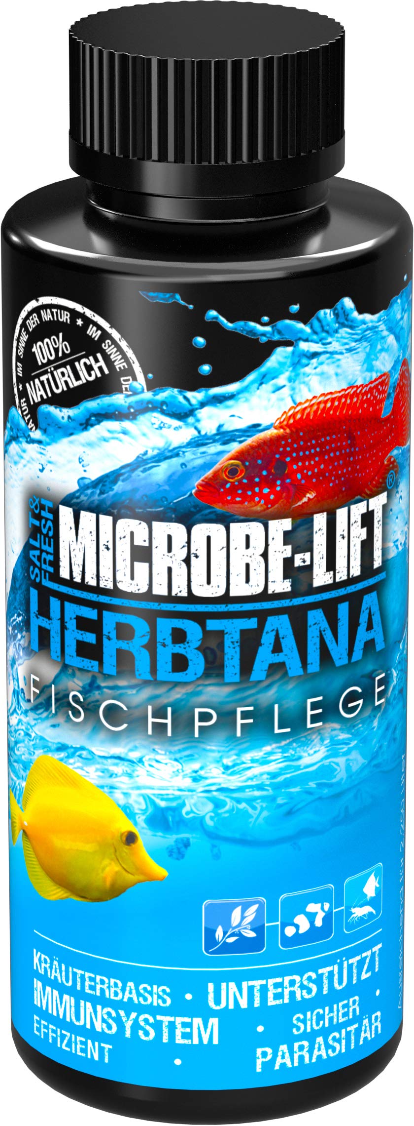 MICROBE-LIFT Herbtana - preparat pielęgnacyjny na bazie ziół do optymalnego wsparcia układu odpornościowego w przypadku ryb w każdym akwarium z wodą morską i słodkowodną, 118 ml