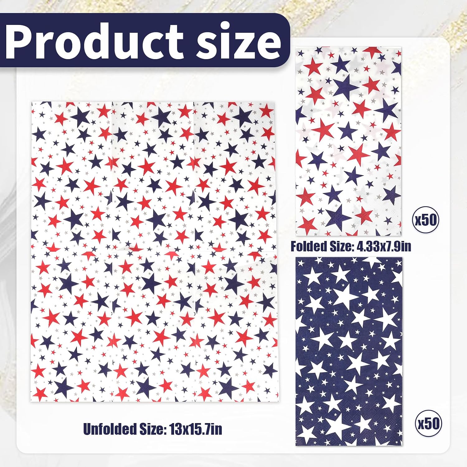 100 Pack Patriotic Guest Napkins, Red Blue White Stars Disposable Paper Napkins, 2-Ply America Cocktail Hand Towels for 4th of July Independence Day Memorial Day Election Veterans Party Supplies