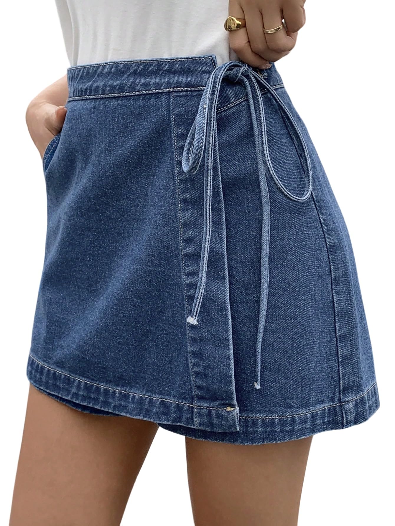 SOLY HUX Falda vaquera para mujer Y2K Leoparden Jeans Shorts Verano Falda Vaquera Skort Pantalones Cortos de Verano Leo Vacaciones Casual Minifalda