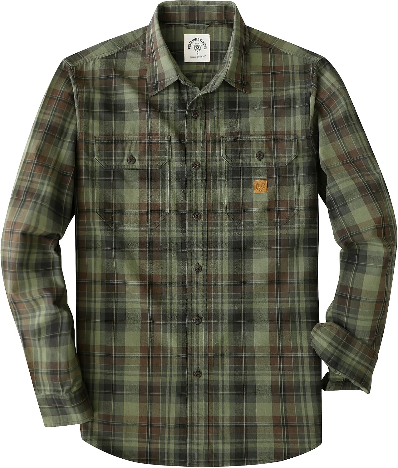 Dubinik® Men's Cotton Long Sleeve Button-Down Classic Fit Plaid Work Shirt