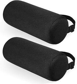 2PCS Lumbar Roll Pillow for Lower Back, Seat Chair Sponge Pillows with Strap for Office Car Driving Desk Computer, Ergonomic Round Lumbar Pillow Improving Posture Roll Pillows for Seat Pain