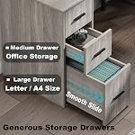 LVB Reversible Gray L Shaped Corner Desk, Farmhouse Wood Computer Desk with File Drawers Cabinets, Large Work Study Executive Home Office Desk with Storage Shelves for Bedroom, Light Grey Oak, 59 Inch | 59" Adjustable Modern Executive Office Desks, C