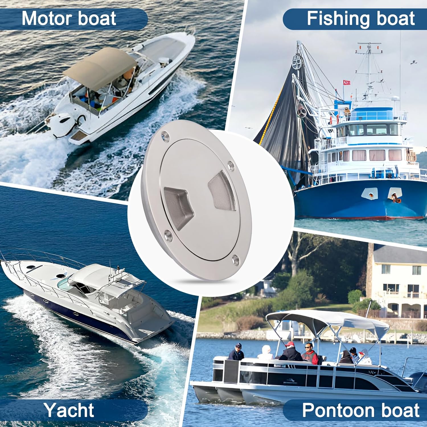 Boat Hatch Cover, Round Access Cover/Deck Plate/Non Slip Inspection Hatch, with Attached Screws for Marine Boat Yacht
