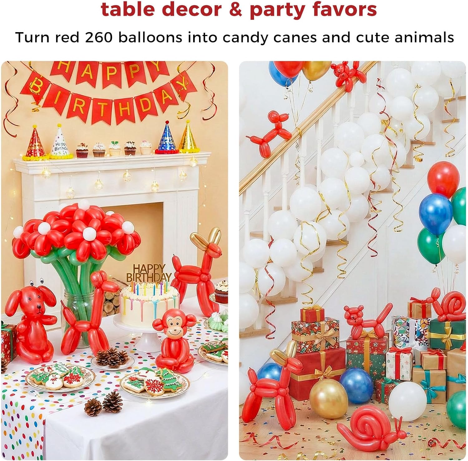 LovesTown 100PCS 260 Long Balloons, Red Twisting Latex Balloons for Magic Modeling Animal Weddings Birthdays Festival Party Decoration - Image 5