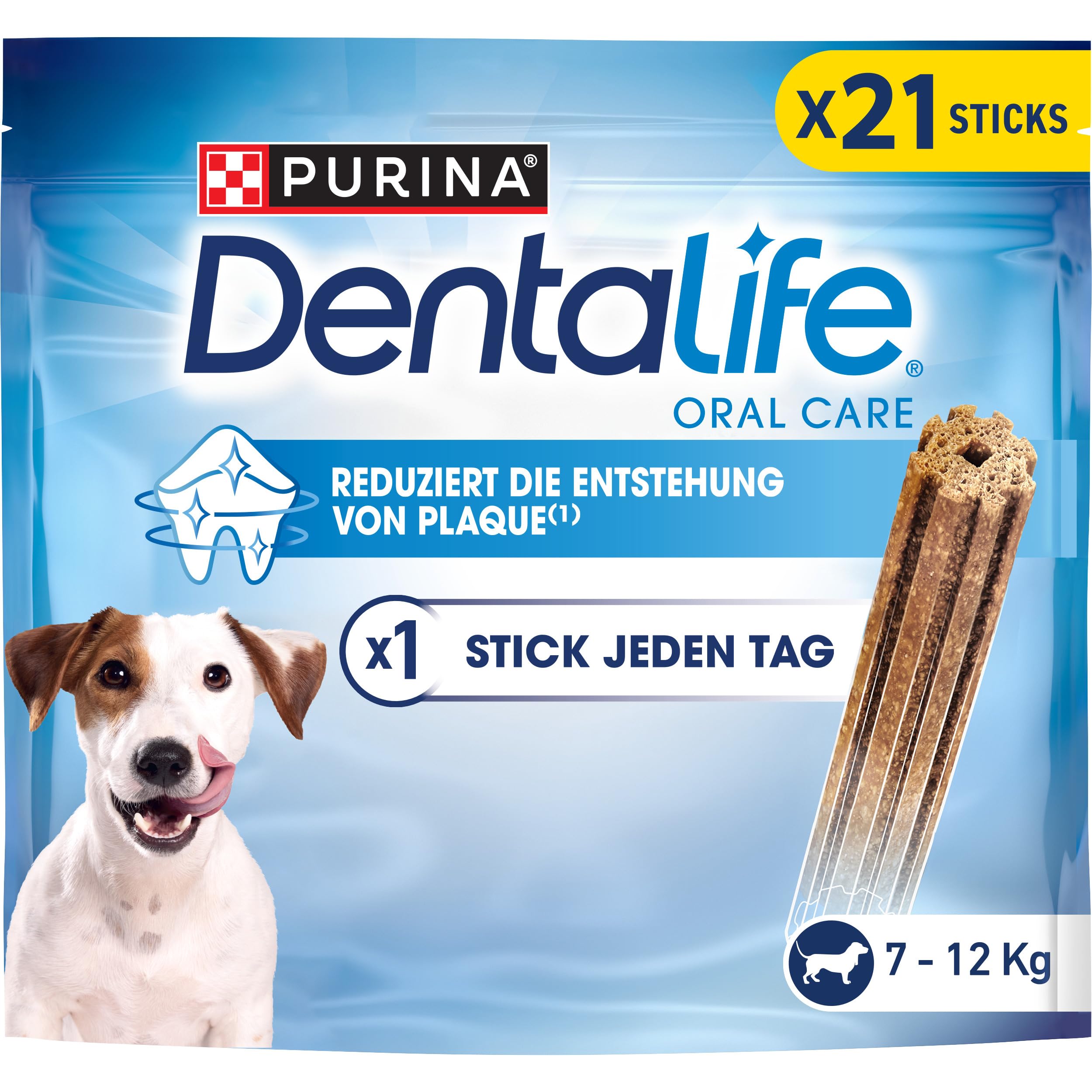 Dentalife Purina snack per la cura dei denti in confezione maxi, per cani di piccola e grande, riduce la formazione di tartaro, 105 bastoncini (5 x 21 da 345 g)