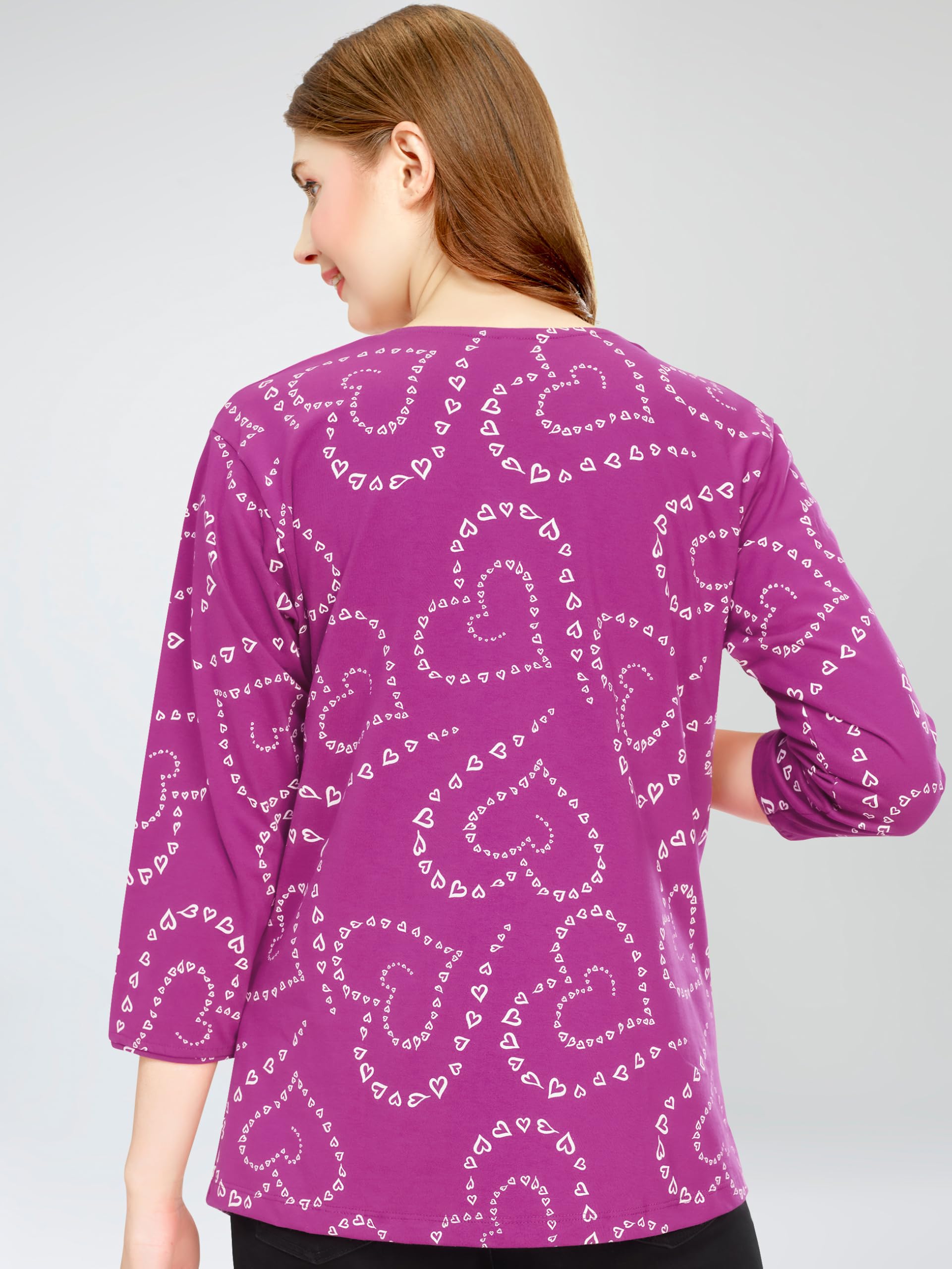 ZEYO Women's Cotton Purple Maternity Top Heart Printed Feeding T-Shirt 5815 - Image 5 thumbnail