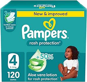 Pampers Rash Protection Taped Diapers, Size 4, 9-14kg, Giant Box, 120 ...