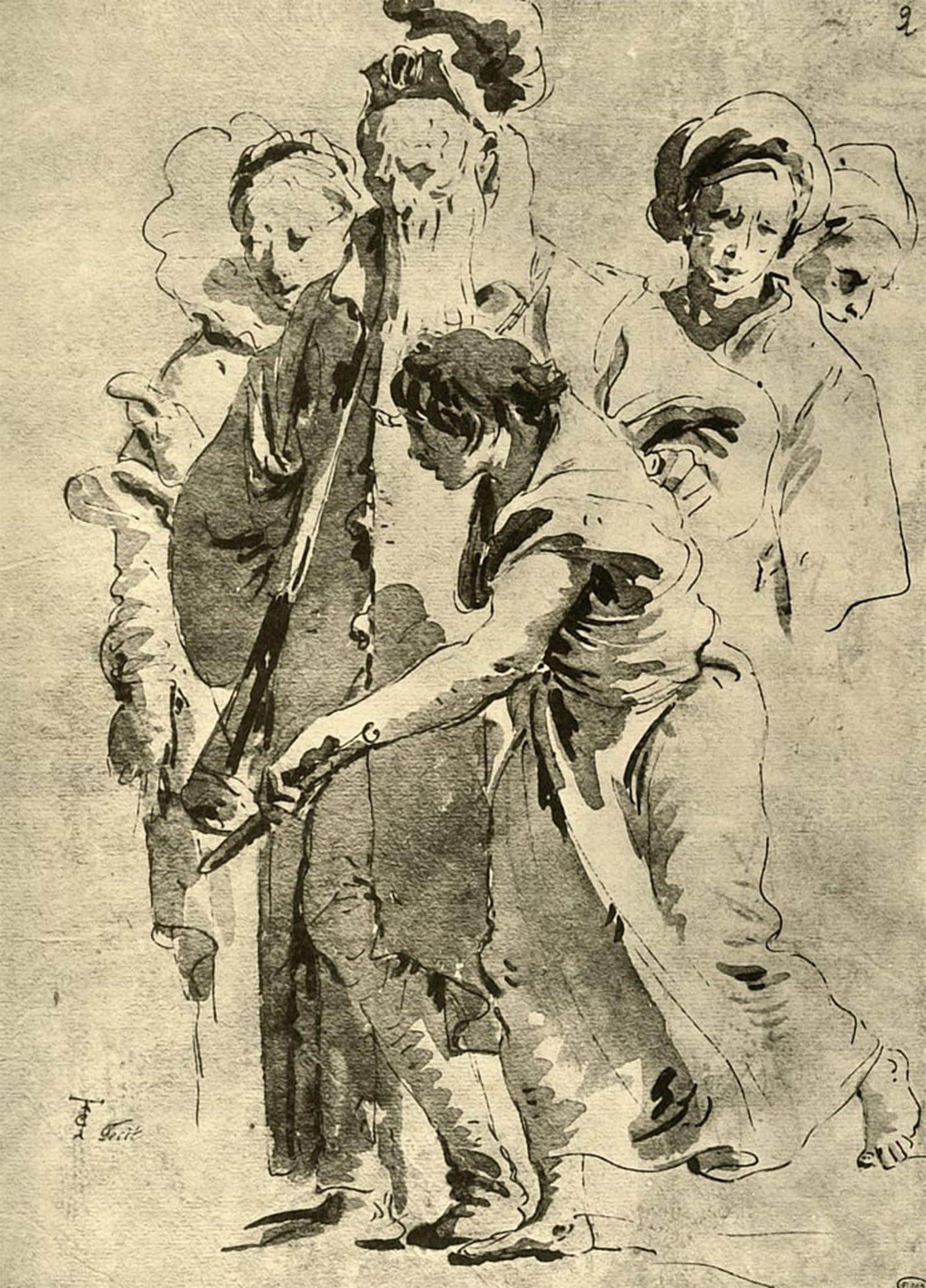 ARTXLXXBN Famous Print Painting Colorful Art Print Group of Figures by Battista Tiepolo Canvas Art Decorations for Home Decor 60x90cm