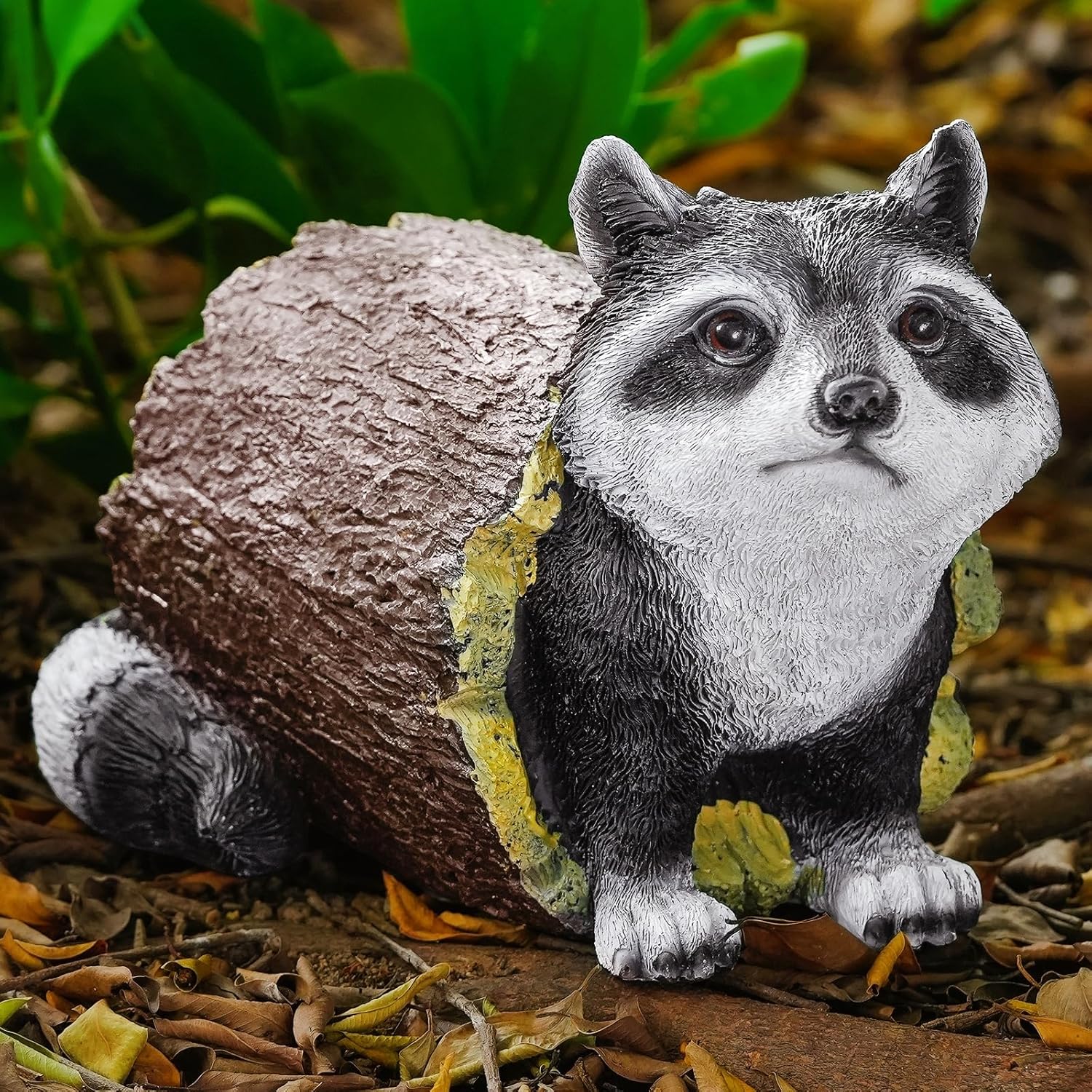 Garden 10.2 Raccoon Statue, Cute Outdoor Raccoon Decor, Resin Realistic Figurine, Animal Themed Garden Accent Art, Landscape Accent Gift Sculpture for Yard Patio Lawn Art