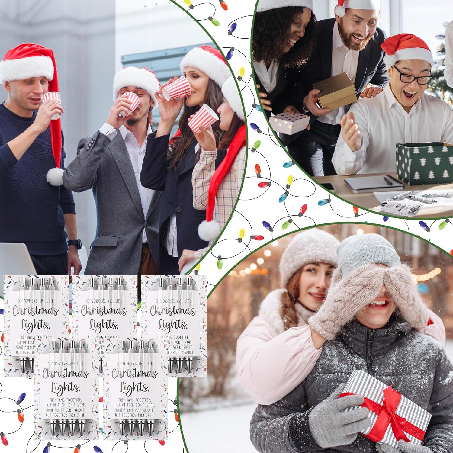 75 Pcs Snowflake Pens for Coworkers Bulk Winter Ballpoint Pens with Thank You Cards Teacher Appreciation Gifts for Coworker Employee Team Staff Office (Xmas Light String) - Image 6