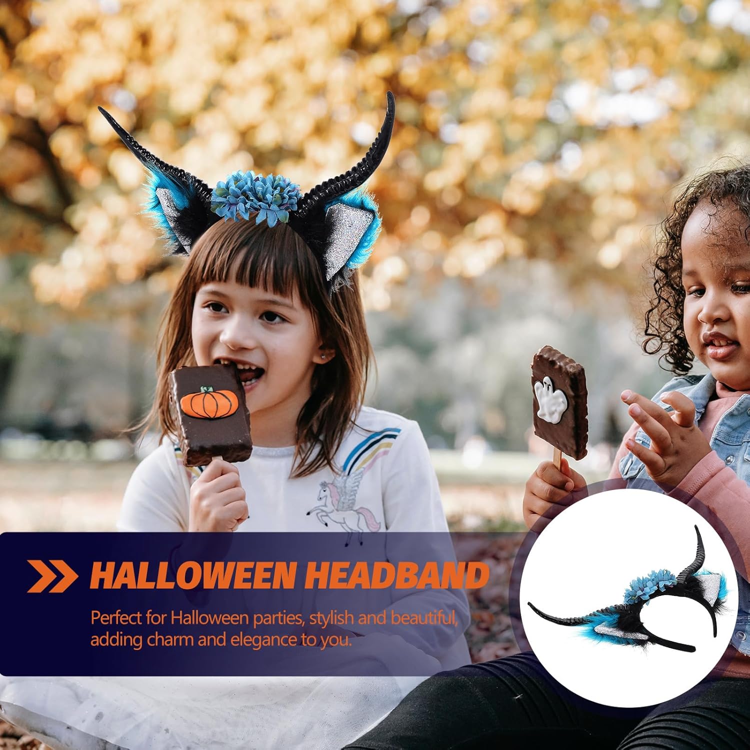 Horn Buckle Headband 14.56 Inch Durable Solid Metal Accessory for Costumes Halloween Cosplay Animal Horns Hair Hoop for Women - Image 7