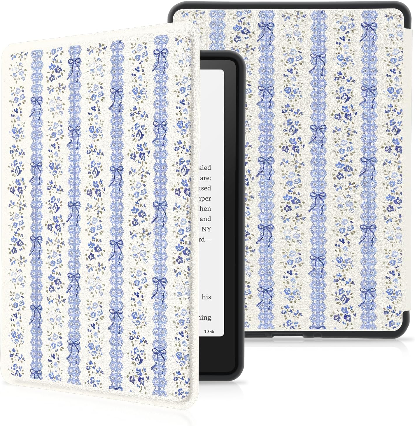 Cute Blue Floral Case for 6" Kindle 11th Generation (2024/2022 Release), Slim Fit Lightweight Cover，Auto Sleep/Wake Protective Case for Kindle Basic(Model NO.RS23CV/C2V2L3)