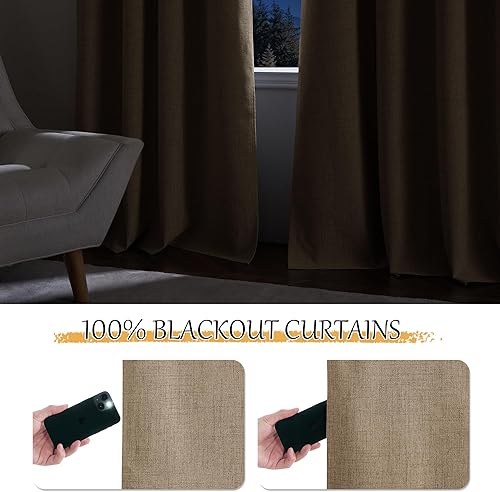 Miniatura 3 de StangH Cortinas de lino natural 100% opacas de 84 pulgadas de largo, con aislamiento térmico, cortinas y cortinas para dormitorio, pestañas