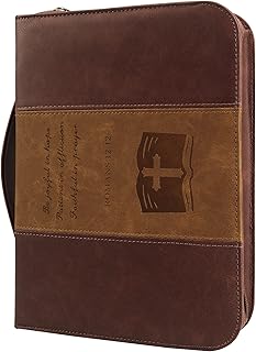 GraduatePro Bible Cover for Men, Bible Case for Women, PU Leather Zippered Scripture Bag with Carrying Handle, Psalm 46