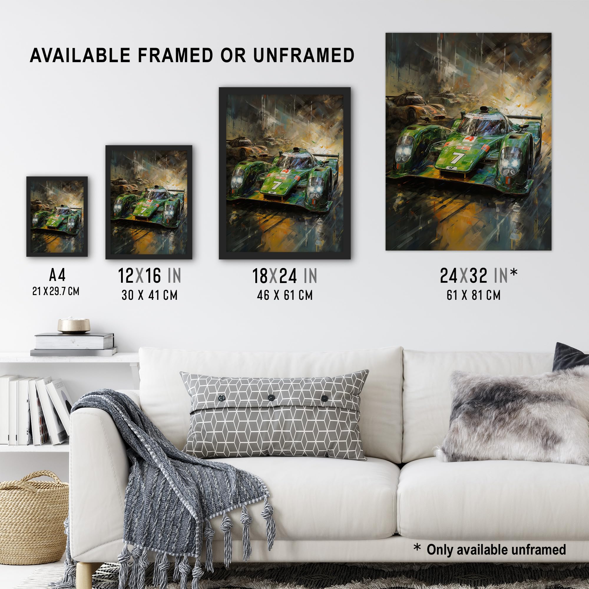 Artery8 Futuristic Motorsport F1 Car British Racing Green Concept Sports Car Artwork Man Cave Extra Large XL Wall Art Poster Print - Image 3