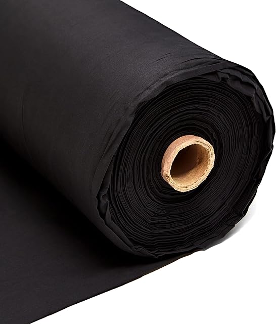 1m Plain Black Calico Fabric Black Dyed 100% Cotton Material 225GSM 60 Inch 150cm Wide Great for Sewing, Curtain Linings, Quilting & Totes Easy Fabric by The Metre by Discount Fabrics