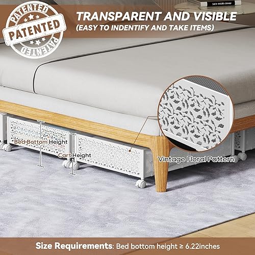 Miniatura 3 de Almacenamiento debajo de la cama, contenedores de almacenamiento debajo de la cama con ruedas, cajón organizador de almacenamiento de zapatos debajo