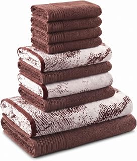 Set di 10 asciugamani in 100% cotone effetto marmo, solido e lussuoso jacquard marmo,...