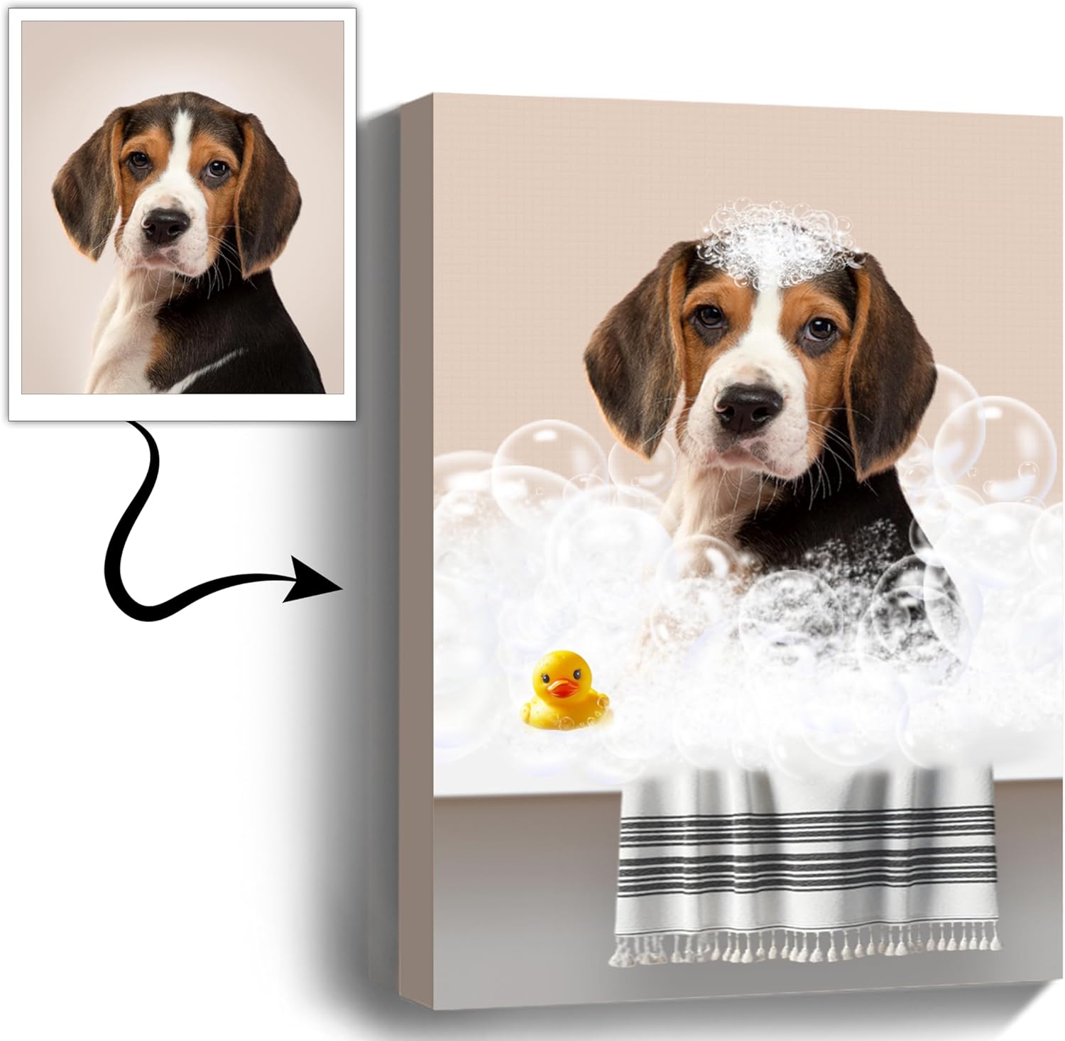 Personalized Dog in Bathtub Canvas, Custom Pet Portrait from Photo, Personalized Dog Bathroom Art, Custom Pet on Toilet Canvas, Funny Bathroom Wall Art