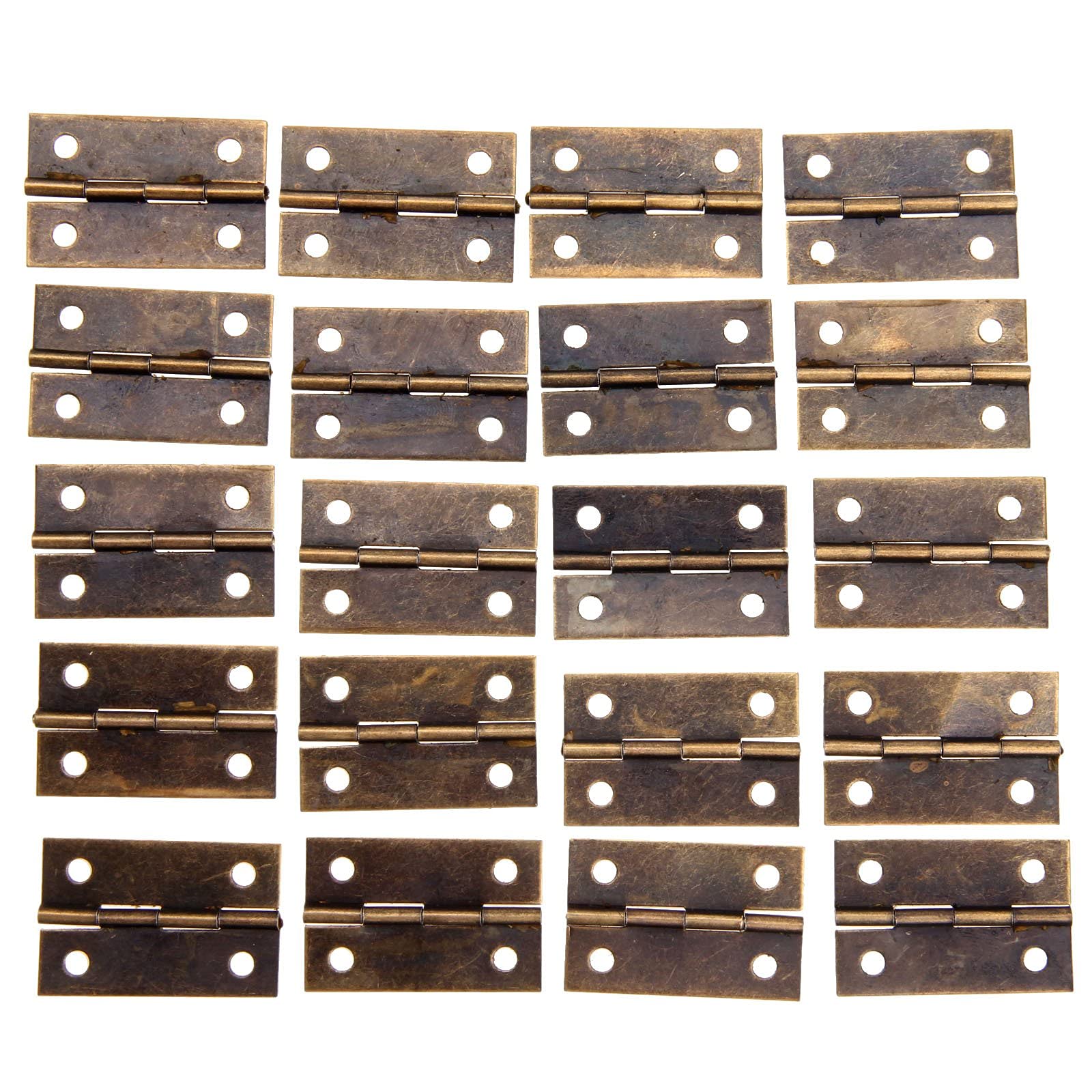Nvsfzgiyg Bronze Hinge, 20Pcs Antique /Gold Door Cabinet Furniture Accessories Wood Gift Boxes Decorative 34X22mm(Bronze)